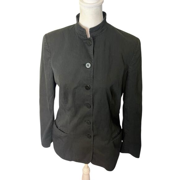 Lauren Ralph Lauren Navy 100 Cotton Button Up Blazer Military Style Size 8P - Picture 1 of 8